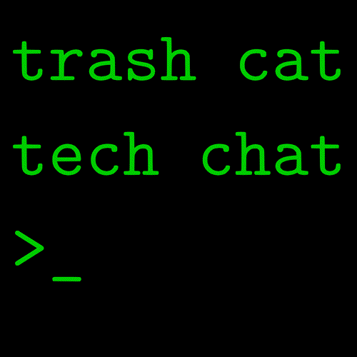 logo for trash cat tech chat